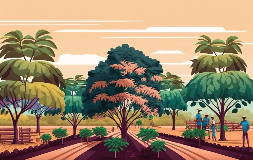 Colorful Garden Agriculture Farming Illustration | 8K Resolution