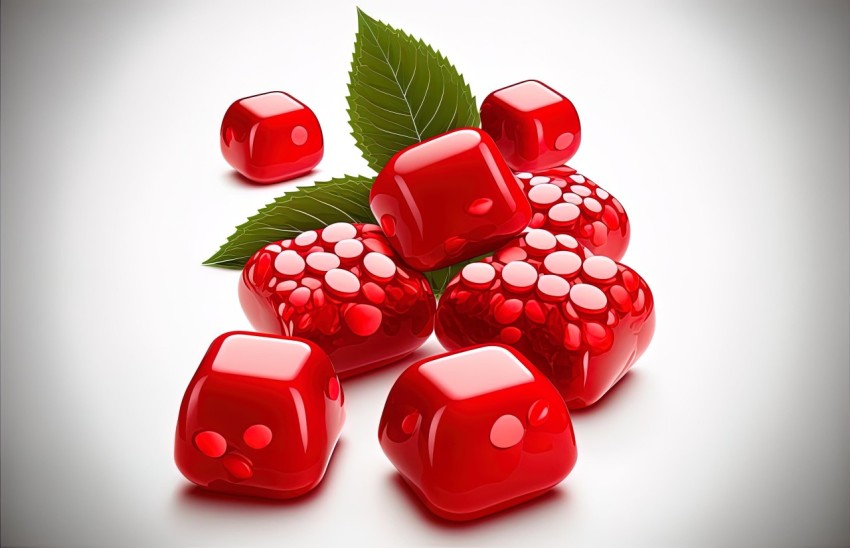 Colorful Dice with Green Leaf - Cranberrycore Style