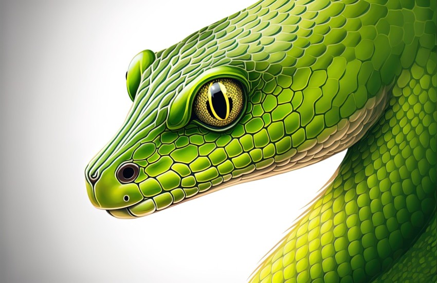 Green Snake Illustration - Hyper-Realistic Animal Art