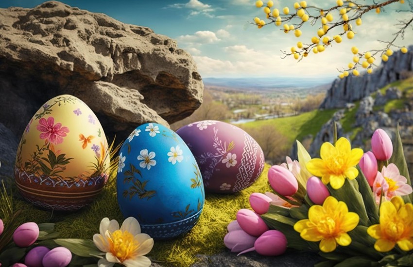 Colorful Easter Eggs in Hyperrealistic Murals | Bunnycore Designs