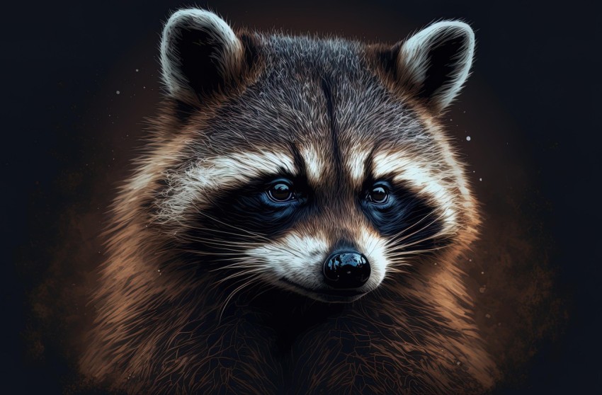 Highly Detailed Raccoon Illustration with Blue Eyes