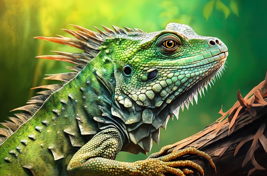 Iguana in Tropical Forest - A Nod to Historical Illustrations