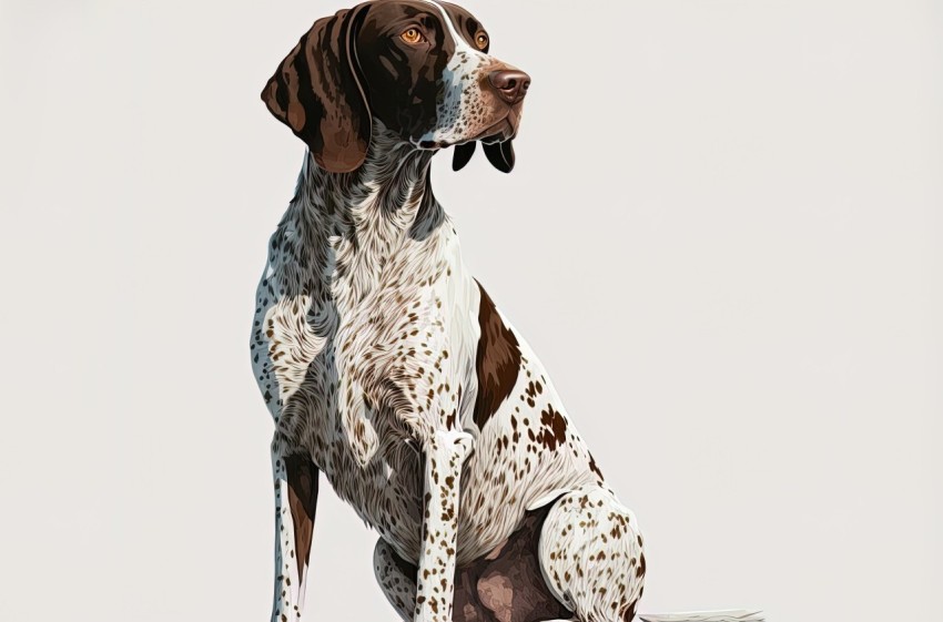 Grey and White Pointer Dog Studio Portrait | Digital Art Techniques