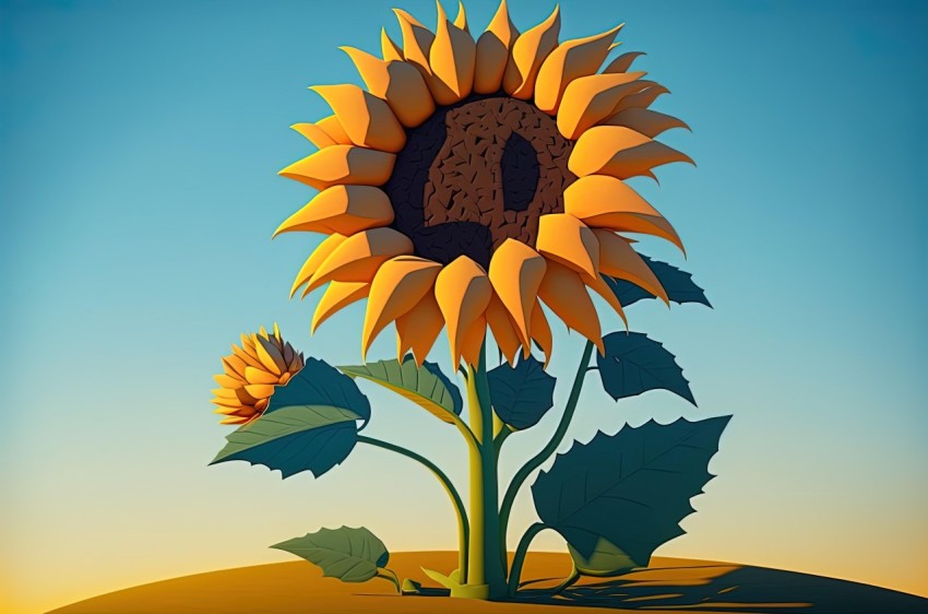 Sunflower Field Illustration - Playful Cartoonish Style