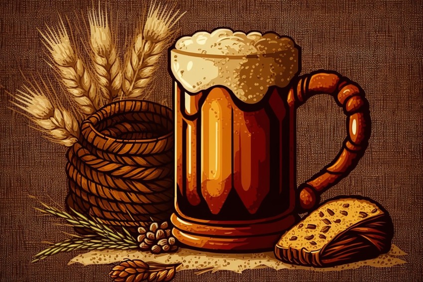 Beer and Bread Illustration | Pop Art Style Graphics