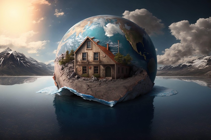 Floating House on Earth: A Captivating Artwork