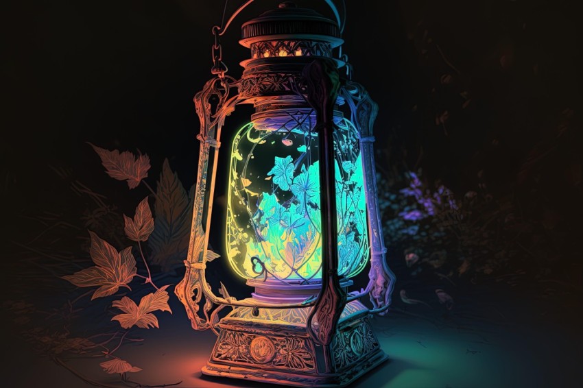 Enchanting Lantern in the Night Sky: Hyper-Detailed Illustration