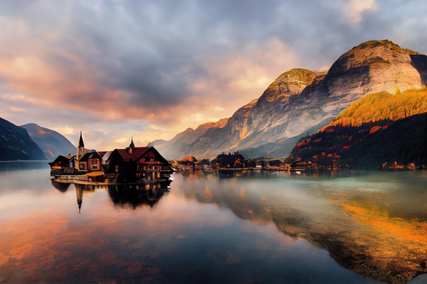 Captivating Autumn Lake in the Alps - Mesmerizing Cityscape