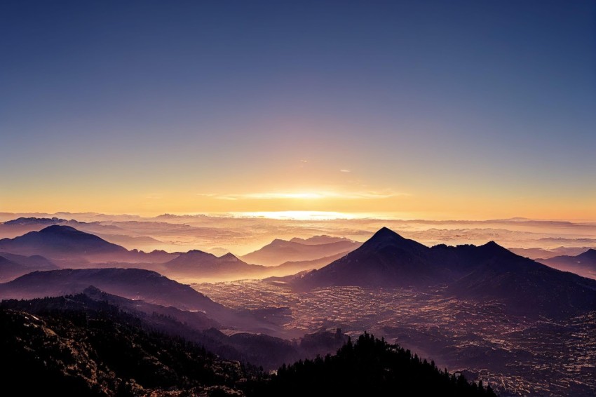 Sunrise Over Mountains: A Tranquil Panorama