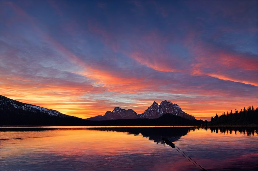 Summer Sky Reflection on Idyllic Lake in National Park