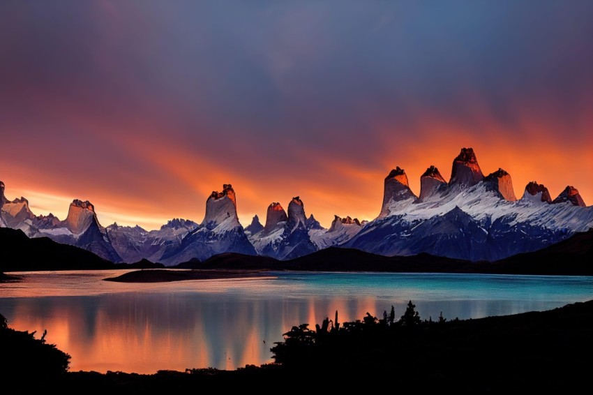 Nature's Majesty: Sunset over Mountains in Chile
