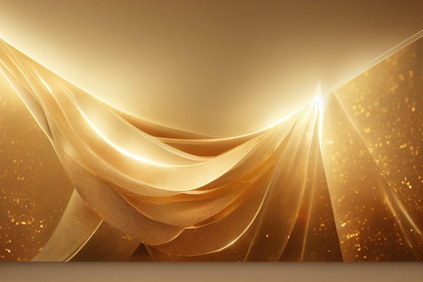 Radiant Gold Background with Flowing Fabrics | Mesmerizing Lighting