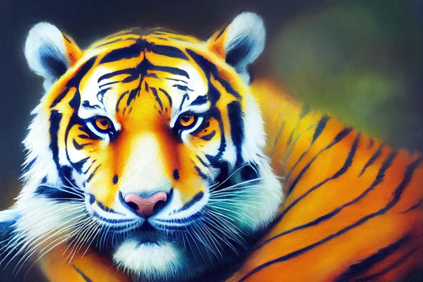 Intense Color Tiger Painting | Realistic Artwork