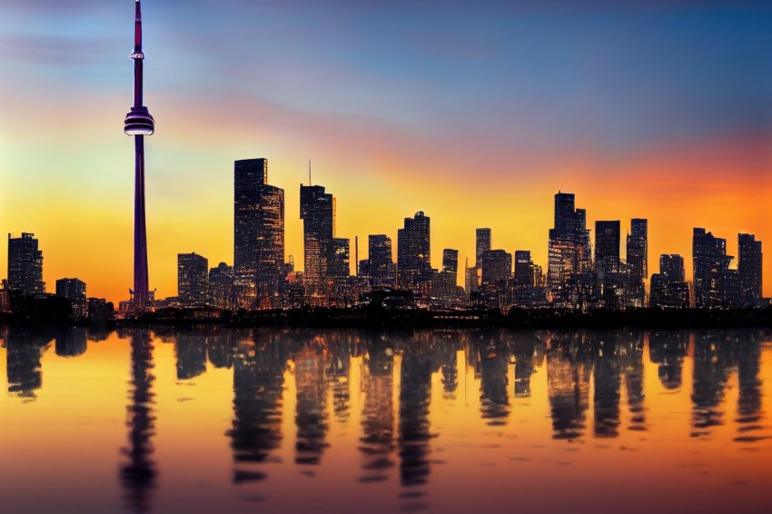 Toronto Skyline and Reflection at Sunset | Rim Light | Color Fields