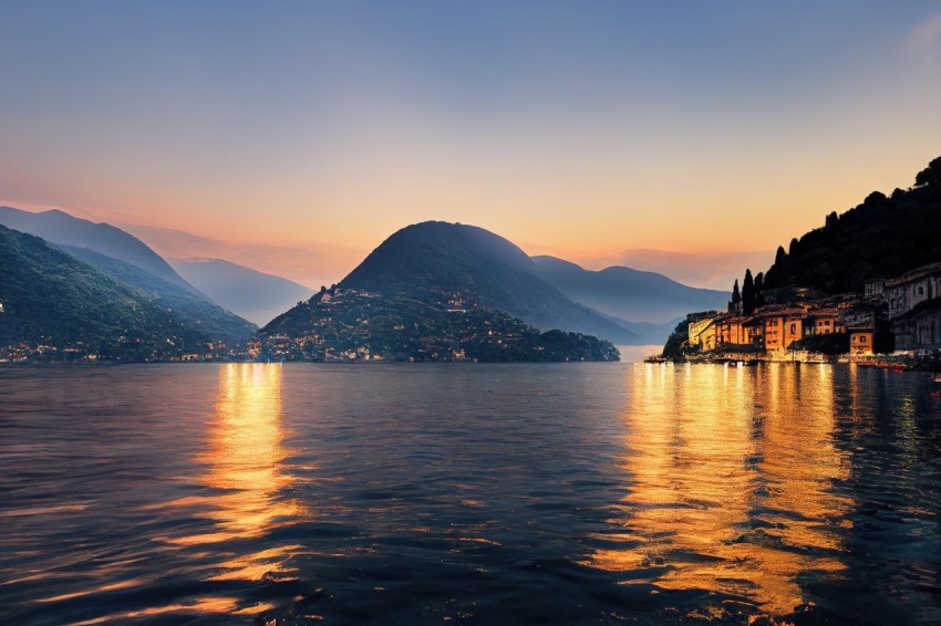Italian Town on Lake Como at Dusk | Golden Light | Exotic Landscapes