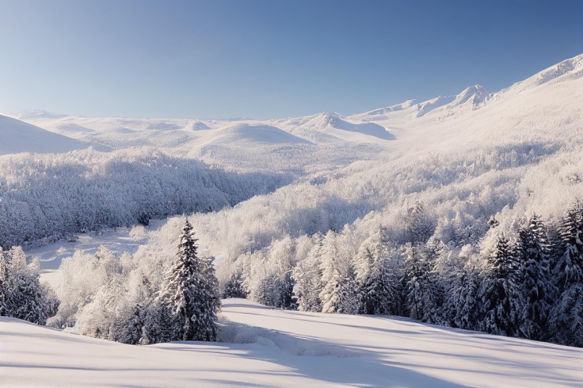 Snow Covered Trees in Mountainous Vistas | Zeiss Otus 85mm f/1.4 Apo Planar T*