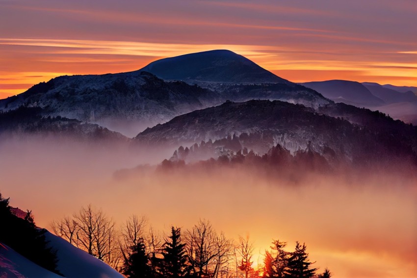 Fog Covered Mountains at Sunset | Romantic Landscapes | Nikon D850