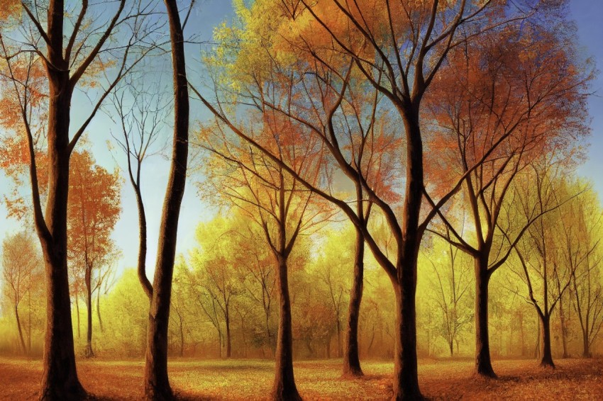 Autumn Trees Painting | Realistic and Detailed Artwork