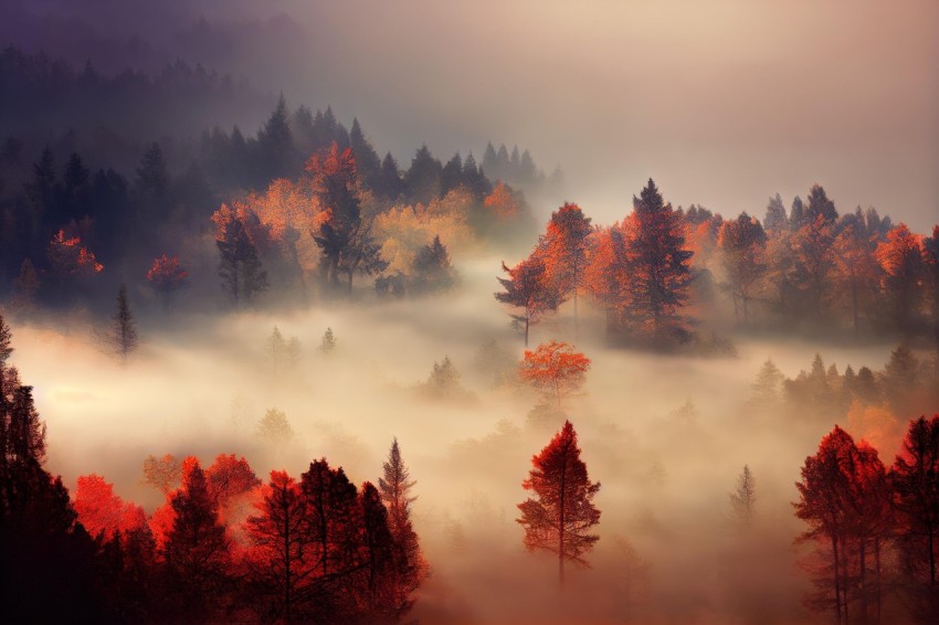 Fog in the Forest - Warm Color Palette - Vibrant Color Fields