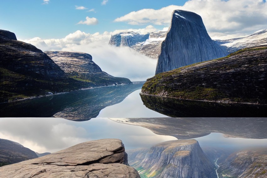 Mirrored Mountain Landscapes: Captivating Norwegian Nature