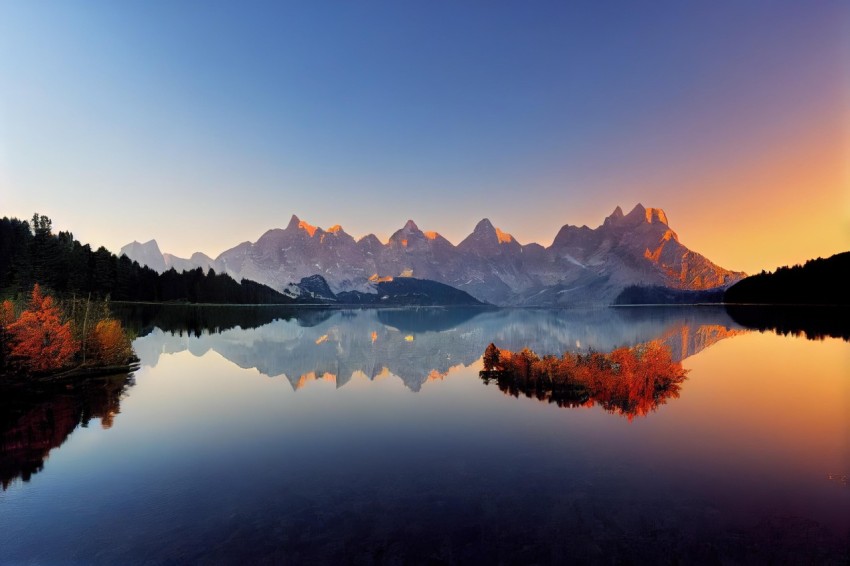 Serene Sunrise in the Dolomites with Reflecting Mountains | Land Art