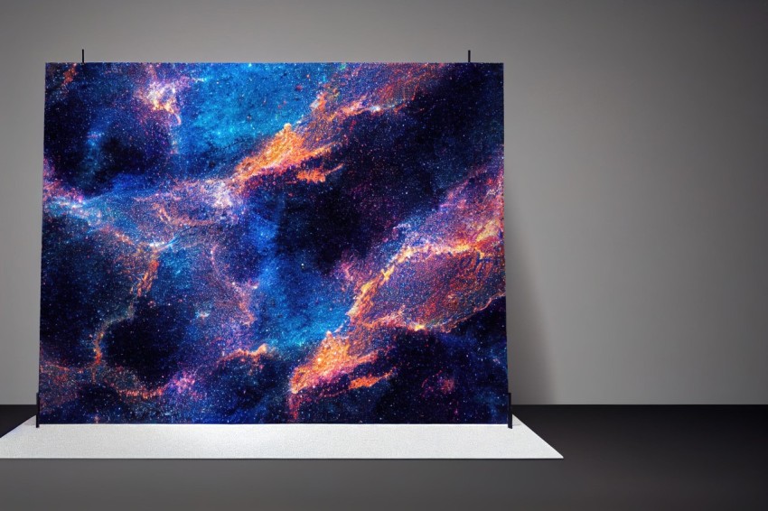 Blue/Magenta Nebula Portrait Backdrop | Dark Gray & Orange Style