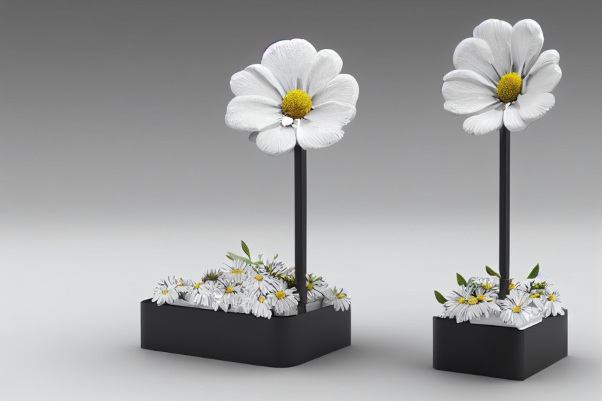 White Daisies 3D Model - Minimalist Architecture