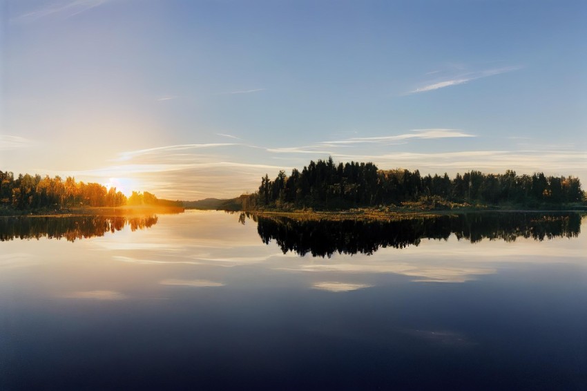 Breathtaking Sunset over Lake in Finland | Panoramic Beauty of Nature