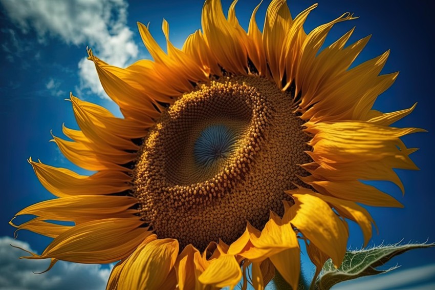 Sunflower Standing Against Beautiful Blue Skies - Realistic and Surrealist Botanical Art