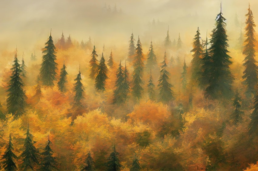 Foggy Autumn Scenes: Whistlerian Inspired Digital Fantasy Landscapes