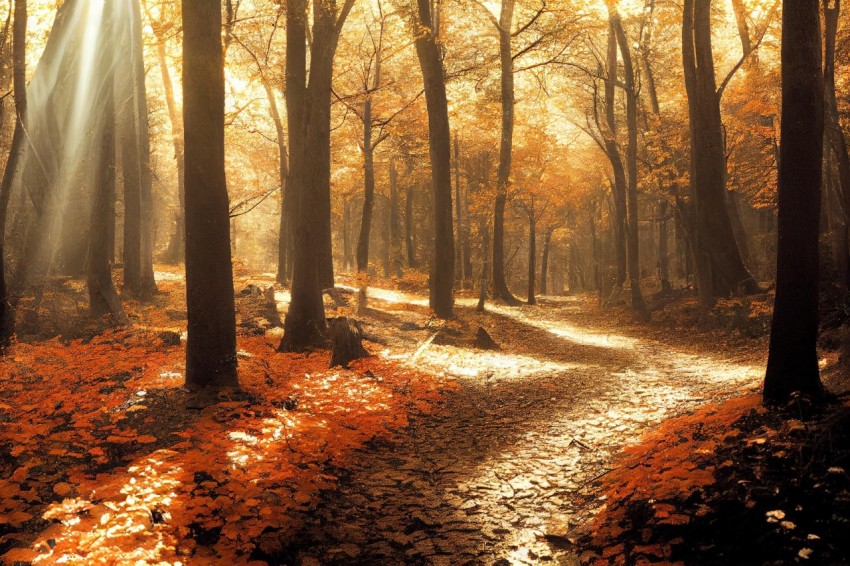 Enchanting Woods Pathway in Mesmerizing Colors