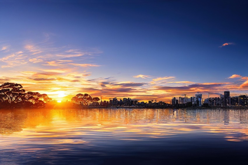 City Skyline through Water | Australian Landscapes | Tonalist Seascapes