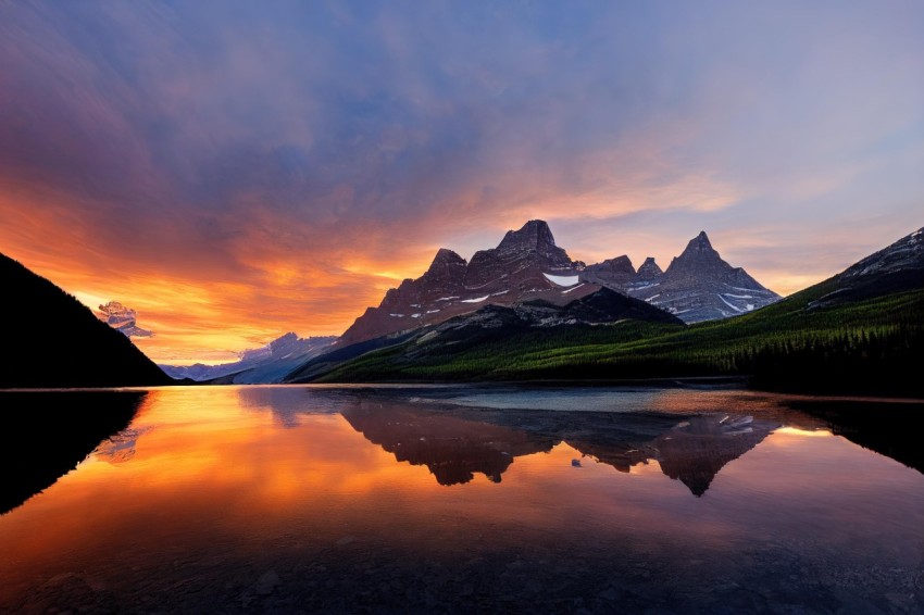 Serene Sunset at Glacial Lake - Prairiecore Aesthetic