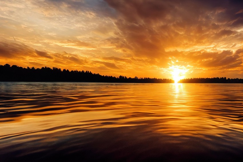 Sunset over Water: A Sublime Wilderness at Twilight