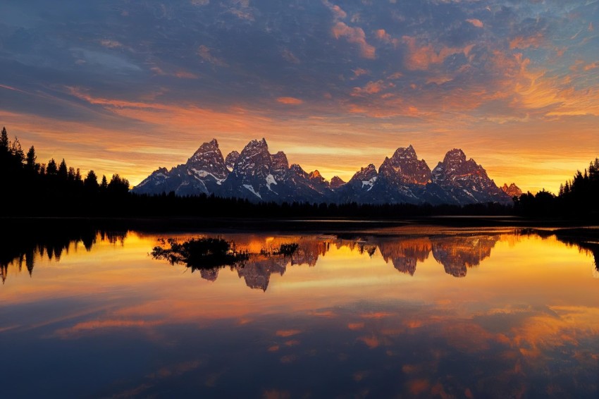 Sunrise at Grand Teton National Park in Gyria, Wyoming | Mirrored Symmetrical Landscapes