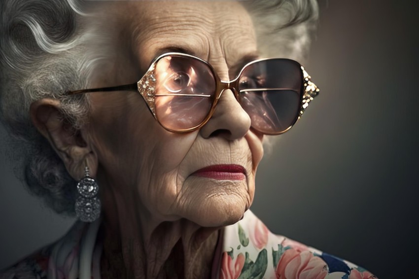 Elegant Senior Woman in Sunglasses - Meticulous Photorealistic Still Life