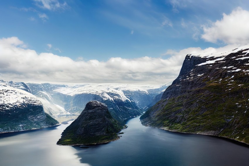 Snow-Covered Peaks and Serene Waters: A Majestic Norwegian Nature