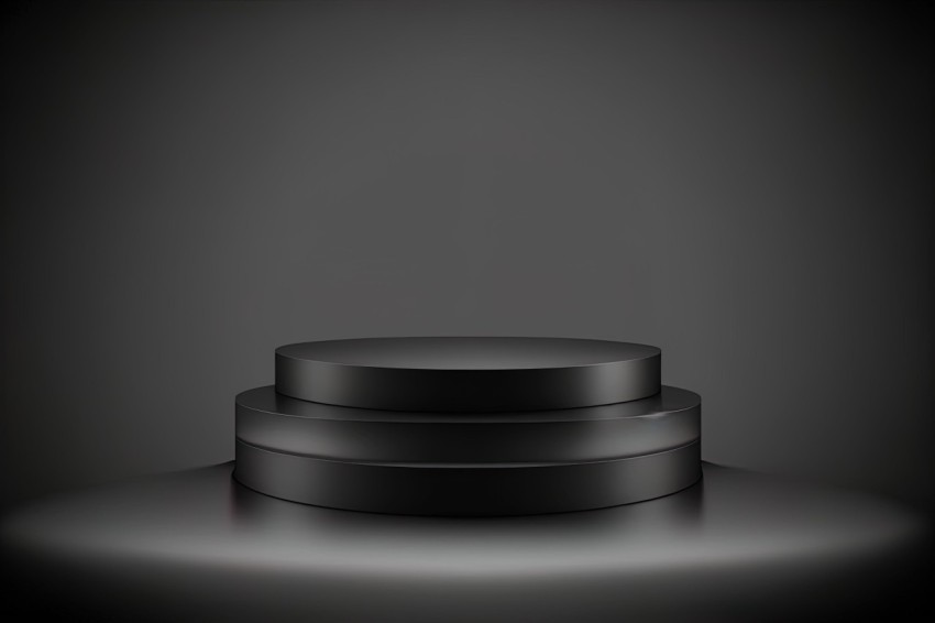 Black Pedestal on Flat Black Background - Hyperrealistic Composition
