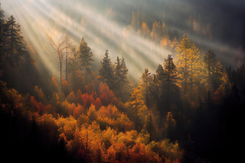 Golden Sunlight and Autumn Trees: A Transcendent Landscape