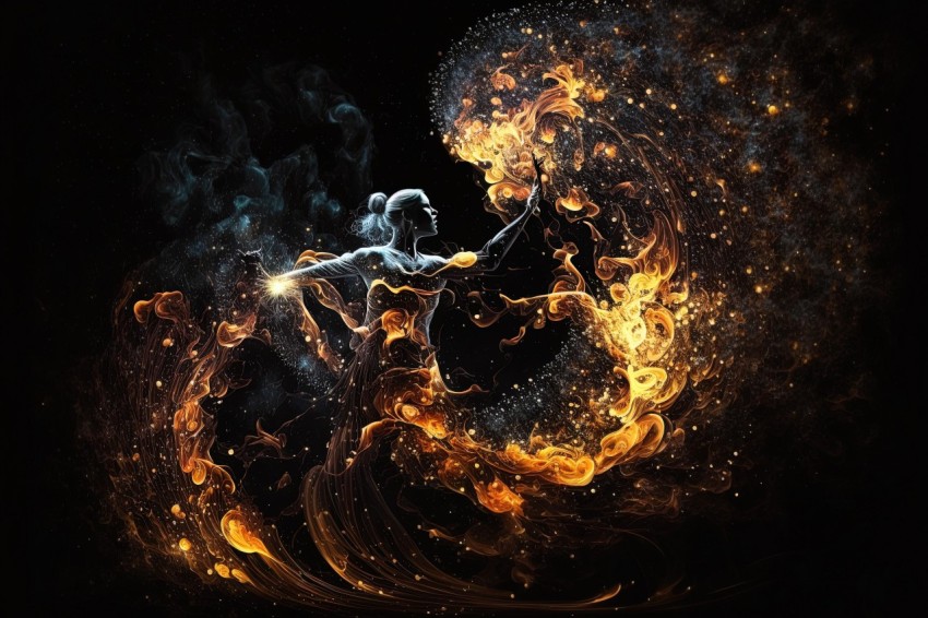 Woman Dancing with Fire - Detailed Fantasy Art