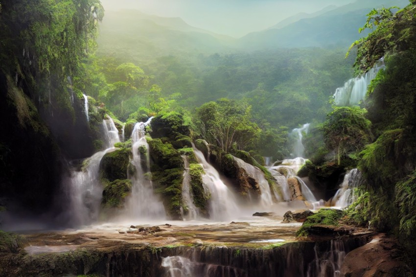 Majestic Waterfall in Rural China - Stunning Nature Art