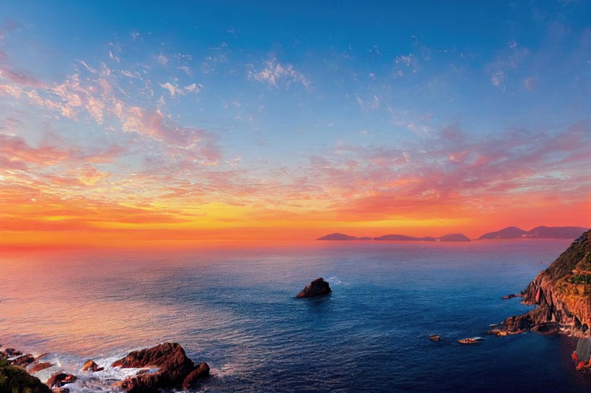 Ocean Sunset in the Bay of Islands - Impressive Panorama in 32k UHD