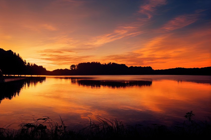 Captivating Sunset Over a Tranquil Lake - Nature Photography