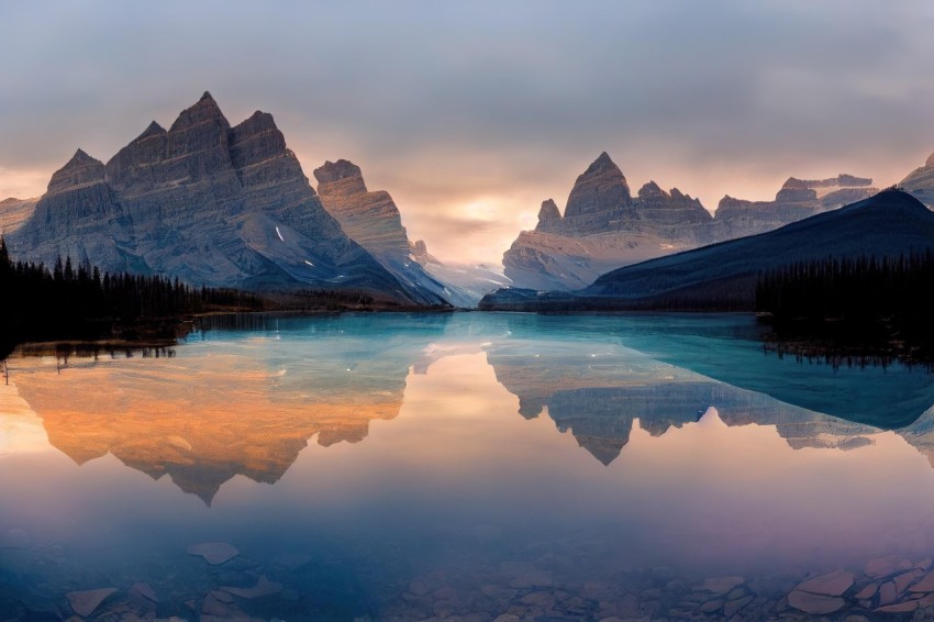 Serene Reflections in a Mountain Lake - Captivating Nature Photography