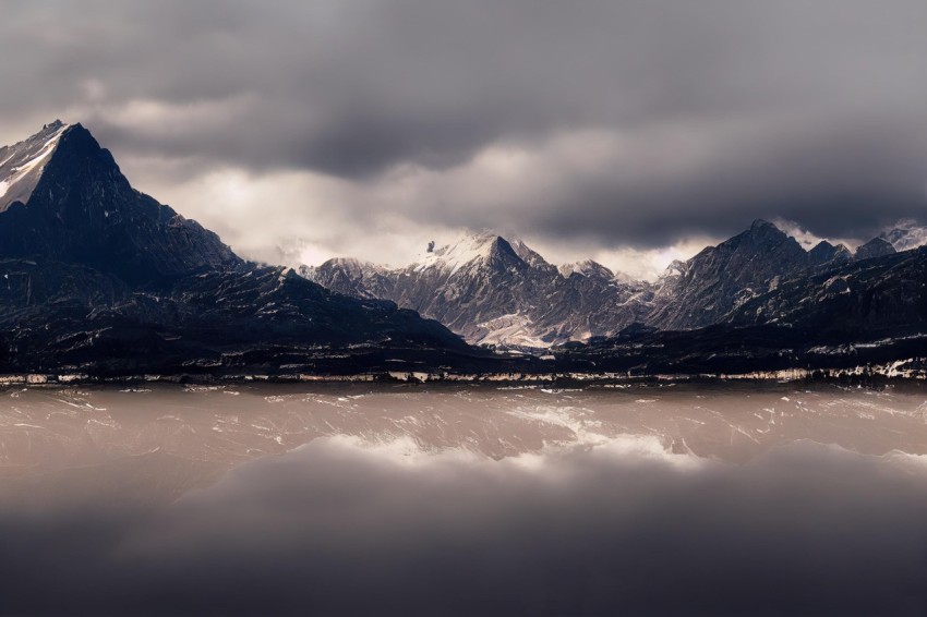Mountain Reflection in Water on Cloudy Day | Fantastical Surrealism