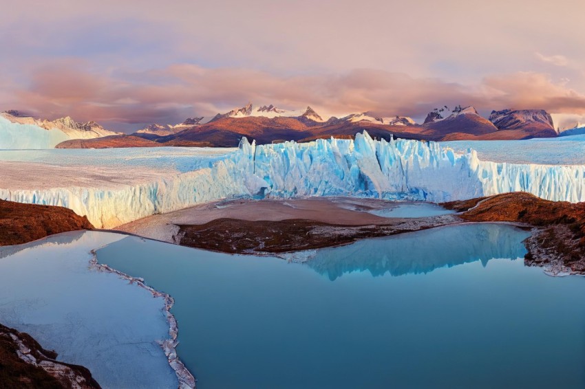 Glacier near Lagoon: Impressive Panoramic Photography
