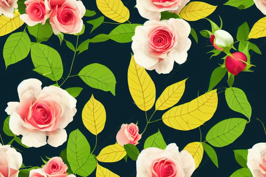 Seamless Roses Pattern Wallpaper | Elegant and Vibrant Design