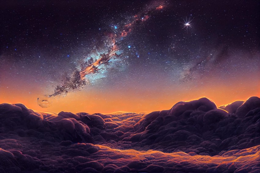 Flat Clouds in Cosmic Landscape | Highly Detailed Artwork