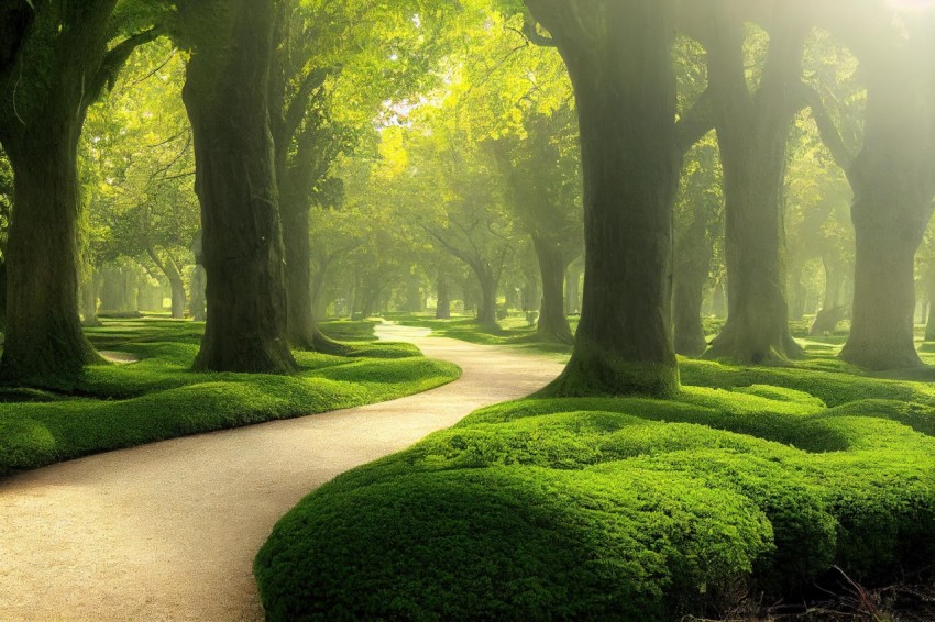 Tranquil Pathway Through a Lush Forest | Green Academia