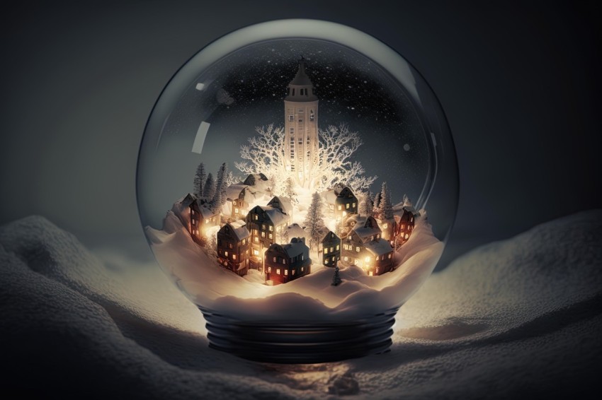 Charming Christmas Cityscape in Glass Bulb | Dreamy and Detailed